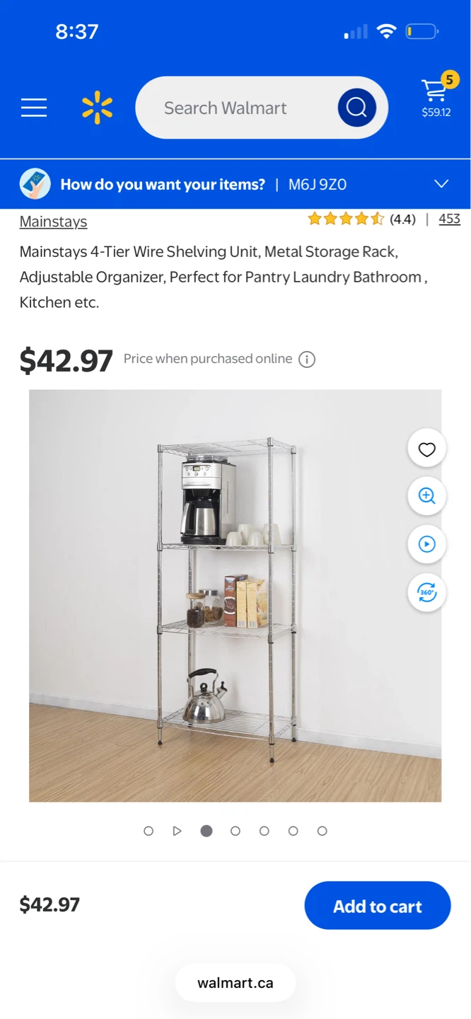 Mainstays 4-Tier Wire Shelving Unit - photo 2