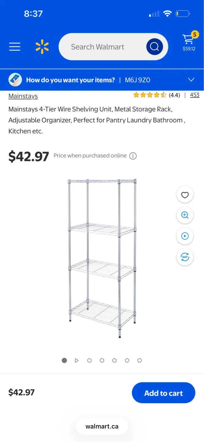 Mainstays 4-Tier Wire Shelving Unit