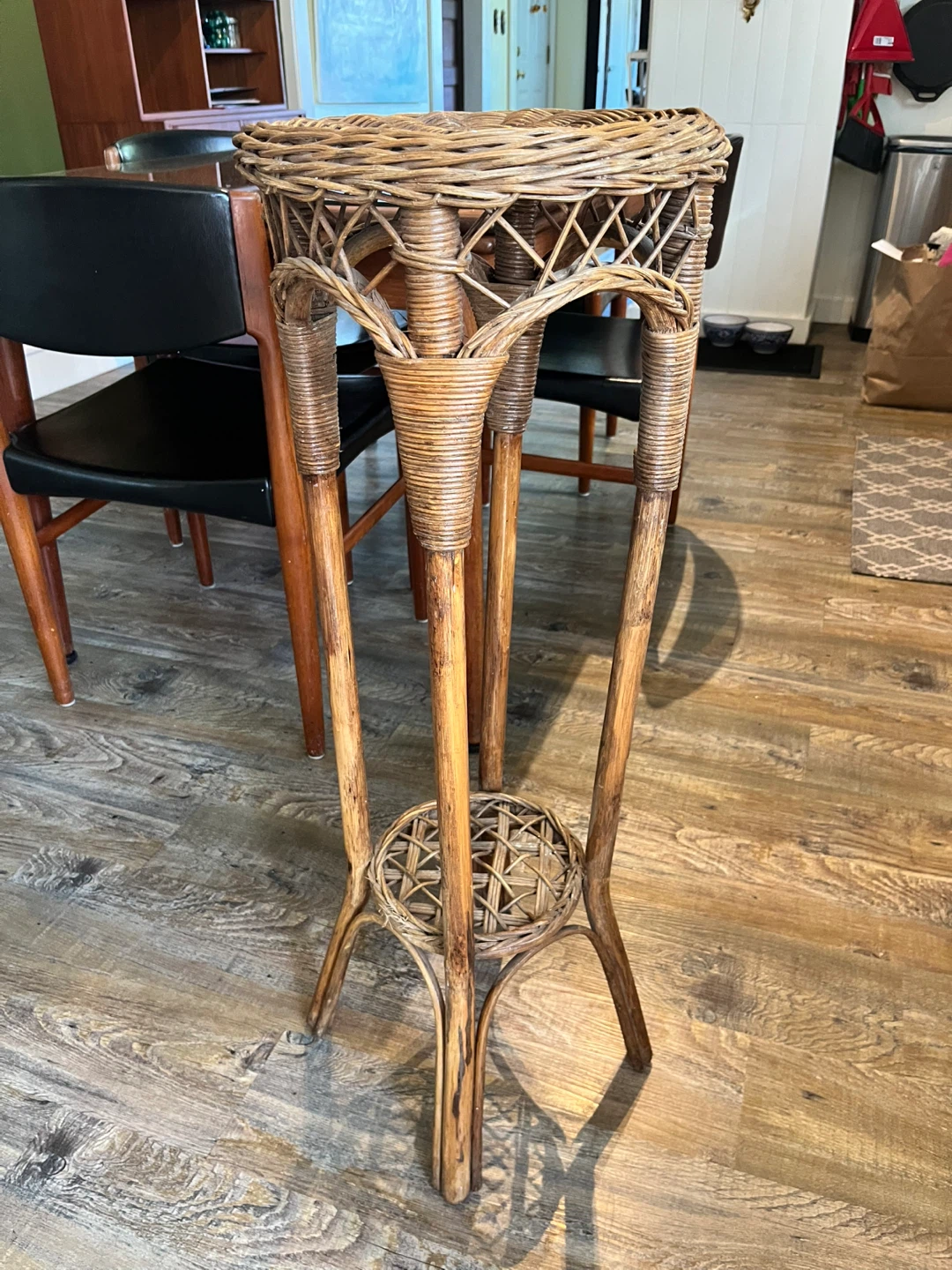 Vintage wicker plant stand