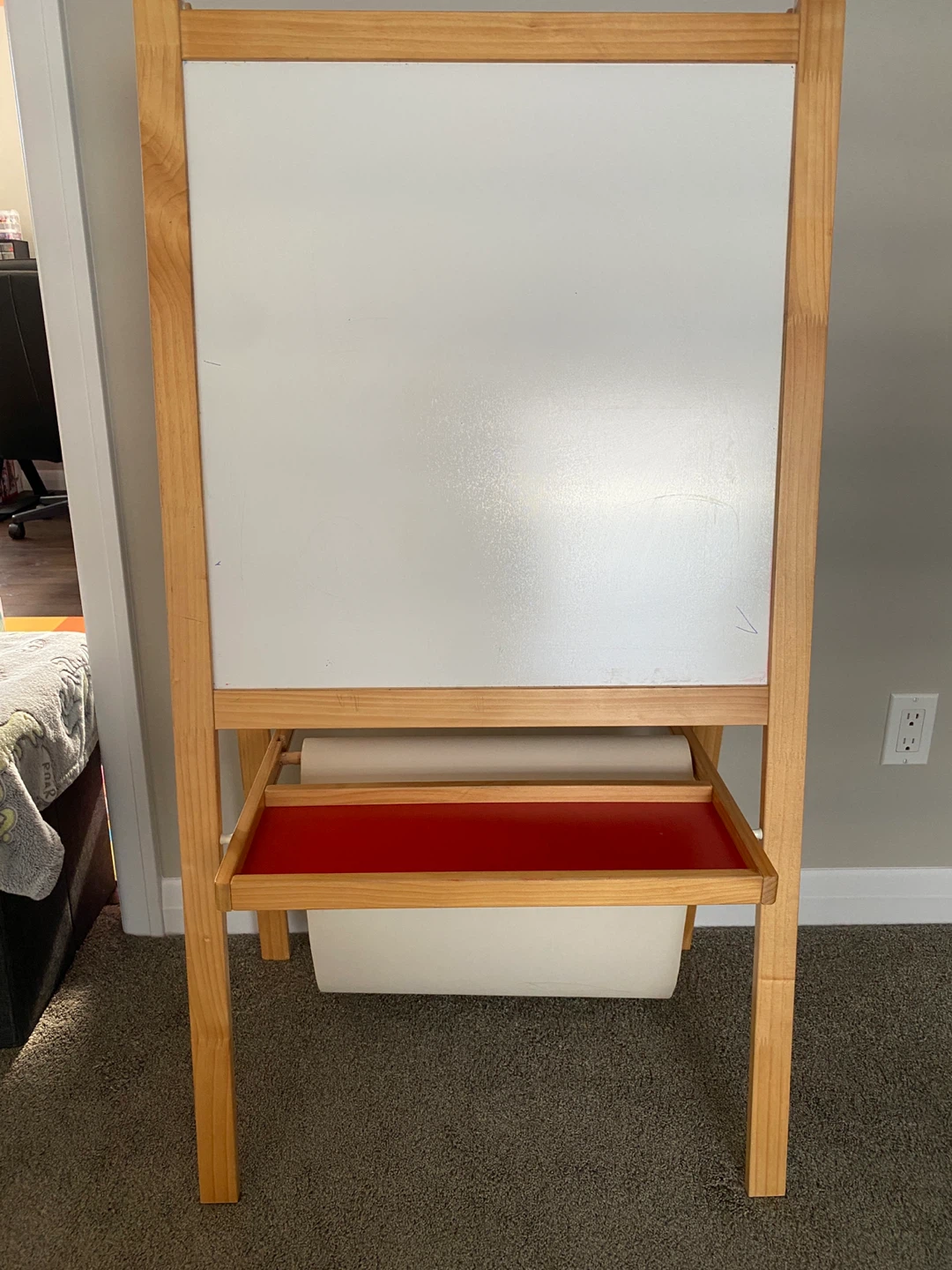 Ikea Wooden Easel with Chalkboard and Whiteboard