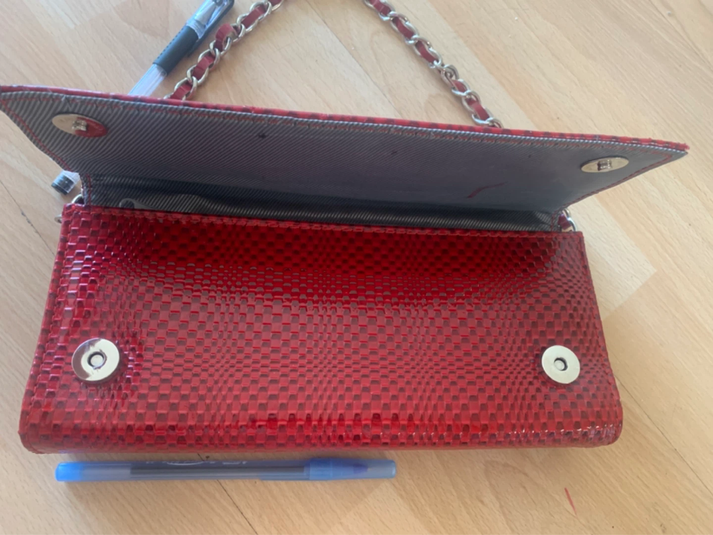 Red Clutch Purse with Chain Strap - photo 3