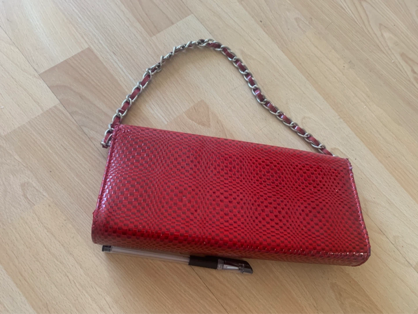 Red Clutch Purse with Chain Strap - photo 2