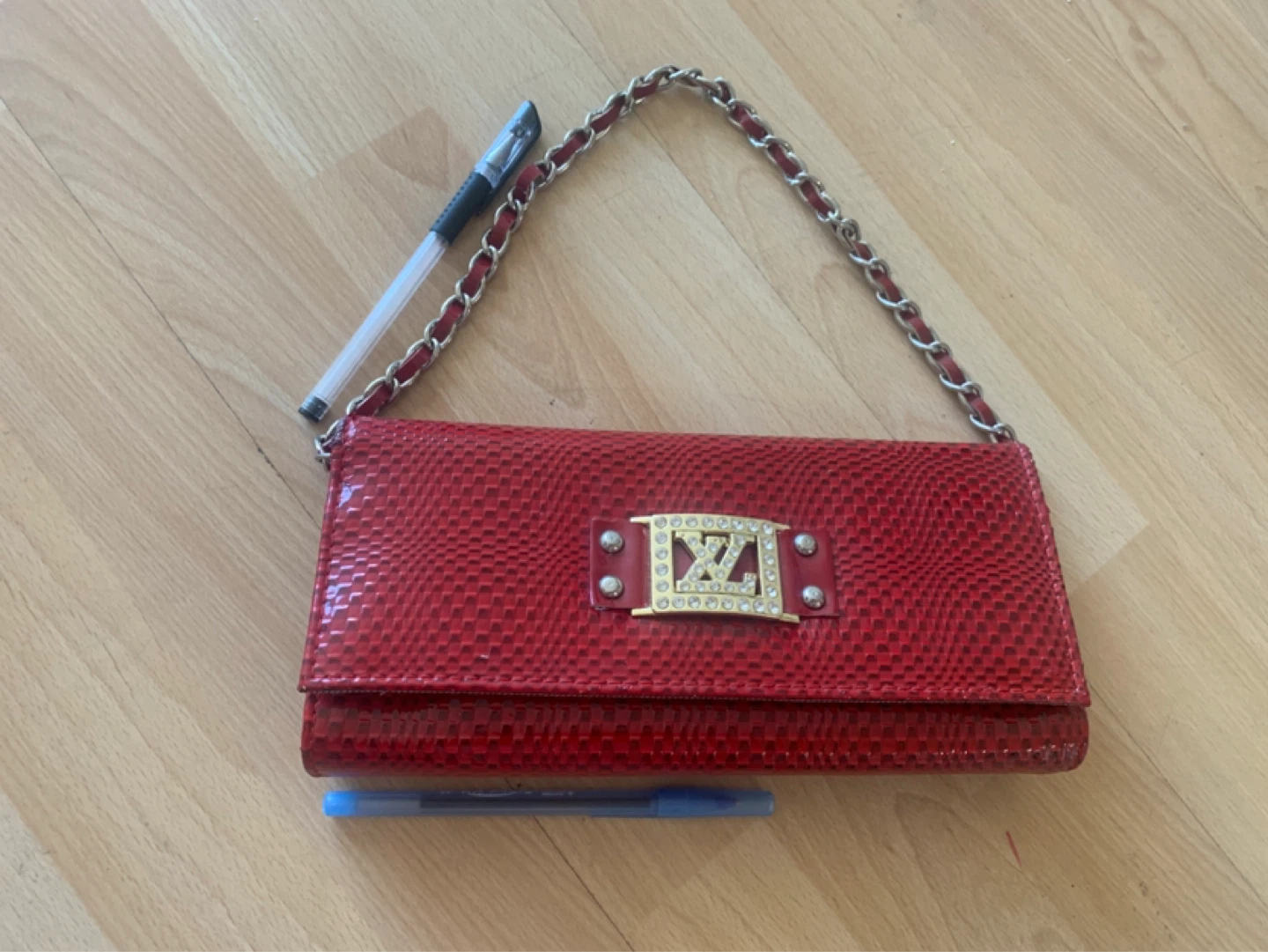 Red Clutch Purse with Chain Strap - photo 4