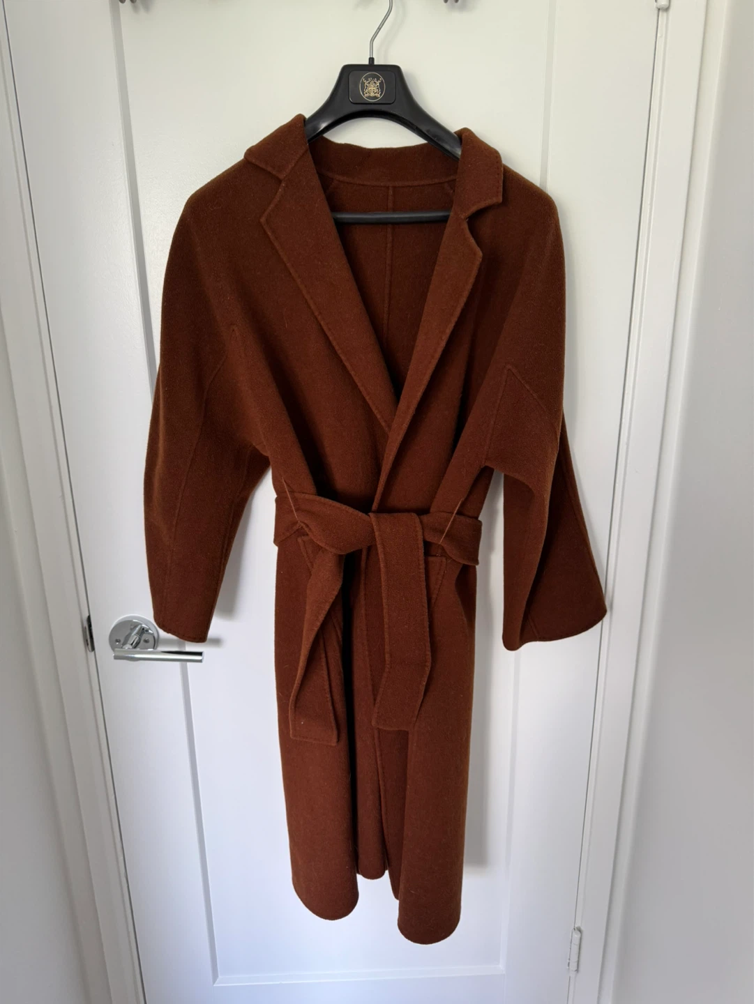 Brown Wool Blend Belted Coat