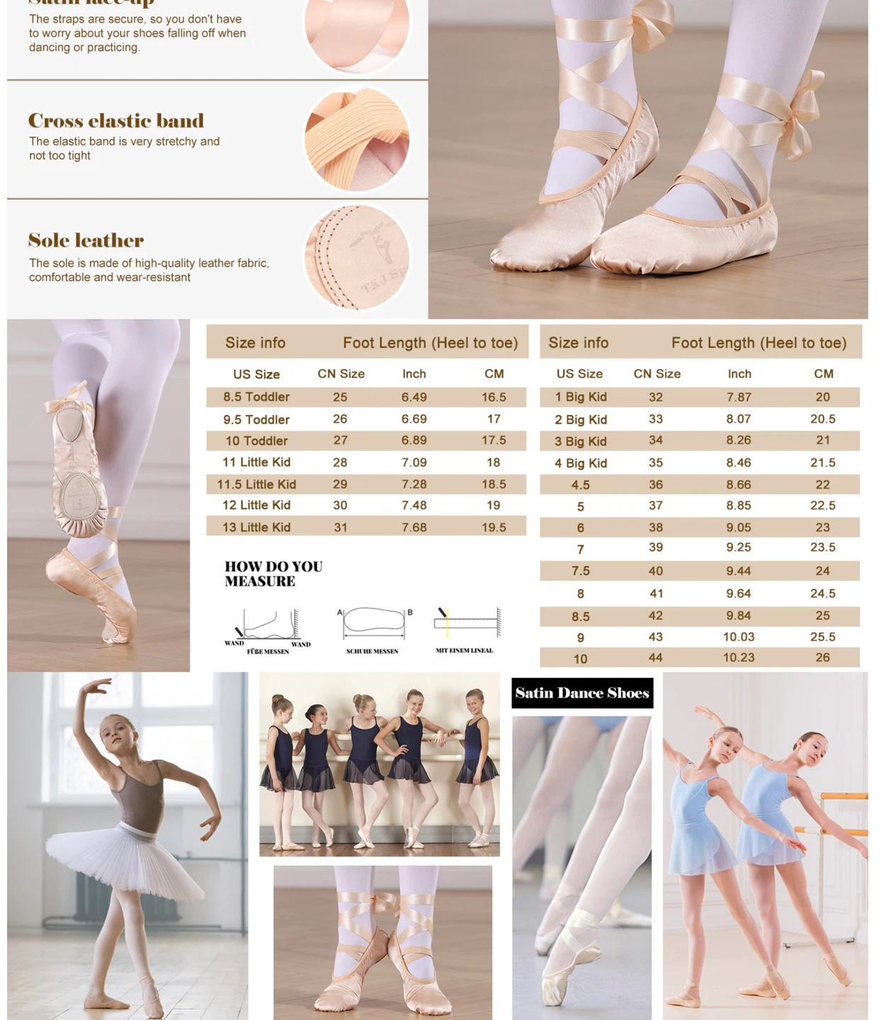 New kids Ballet Dance Shoes Size 8.5 toddler - photo 3