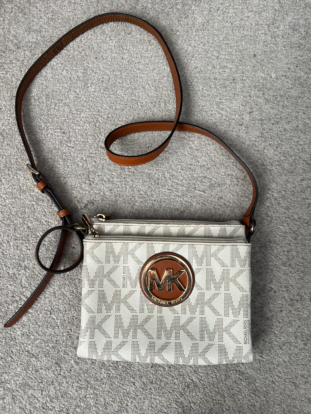 Michael Kors White Monogram Crossbody Bag