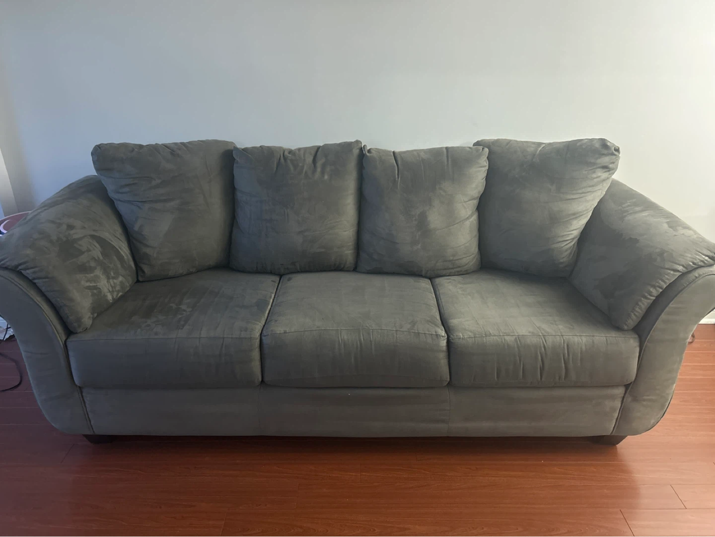 Grey Suede Sofa and Armchair Set