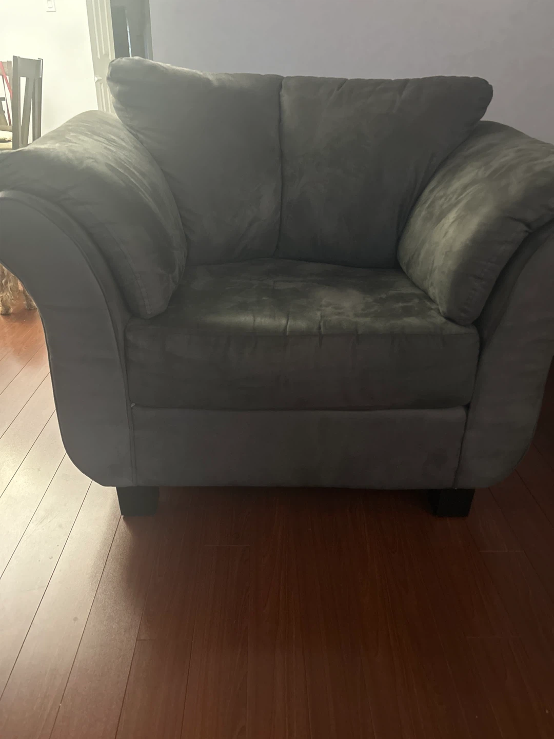 Grey Suede Sofa and Armchair Set - photo 2