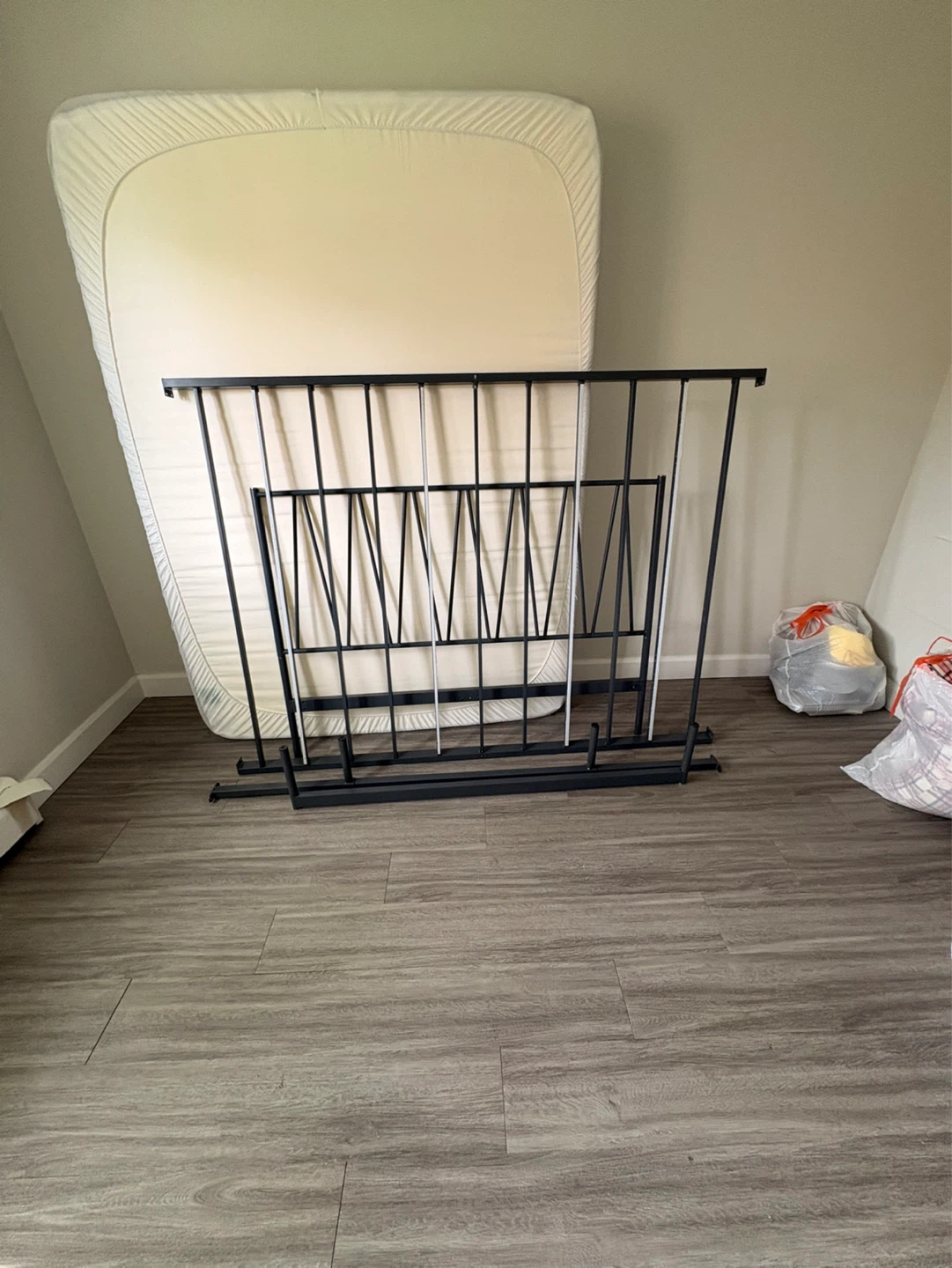 Black Metal Bed Frame with Headboard