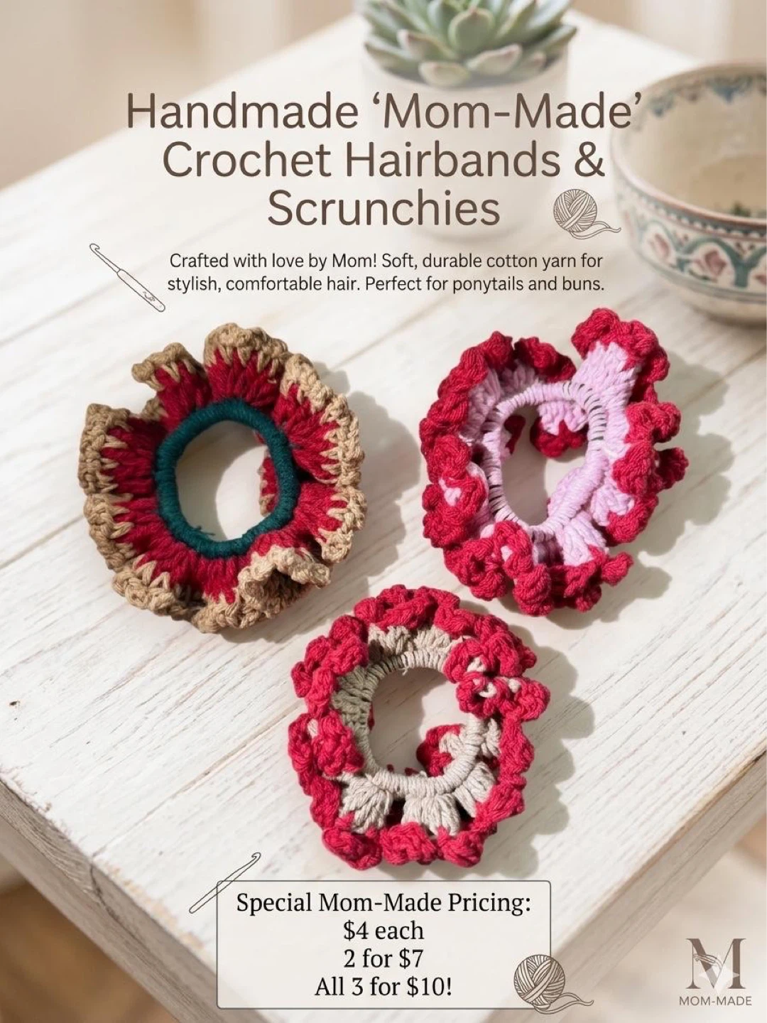Handmade Crochet Scrunchies