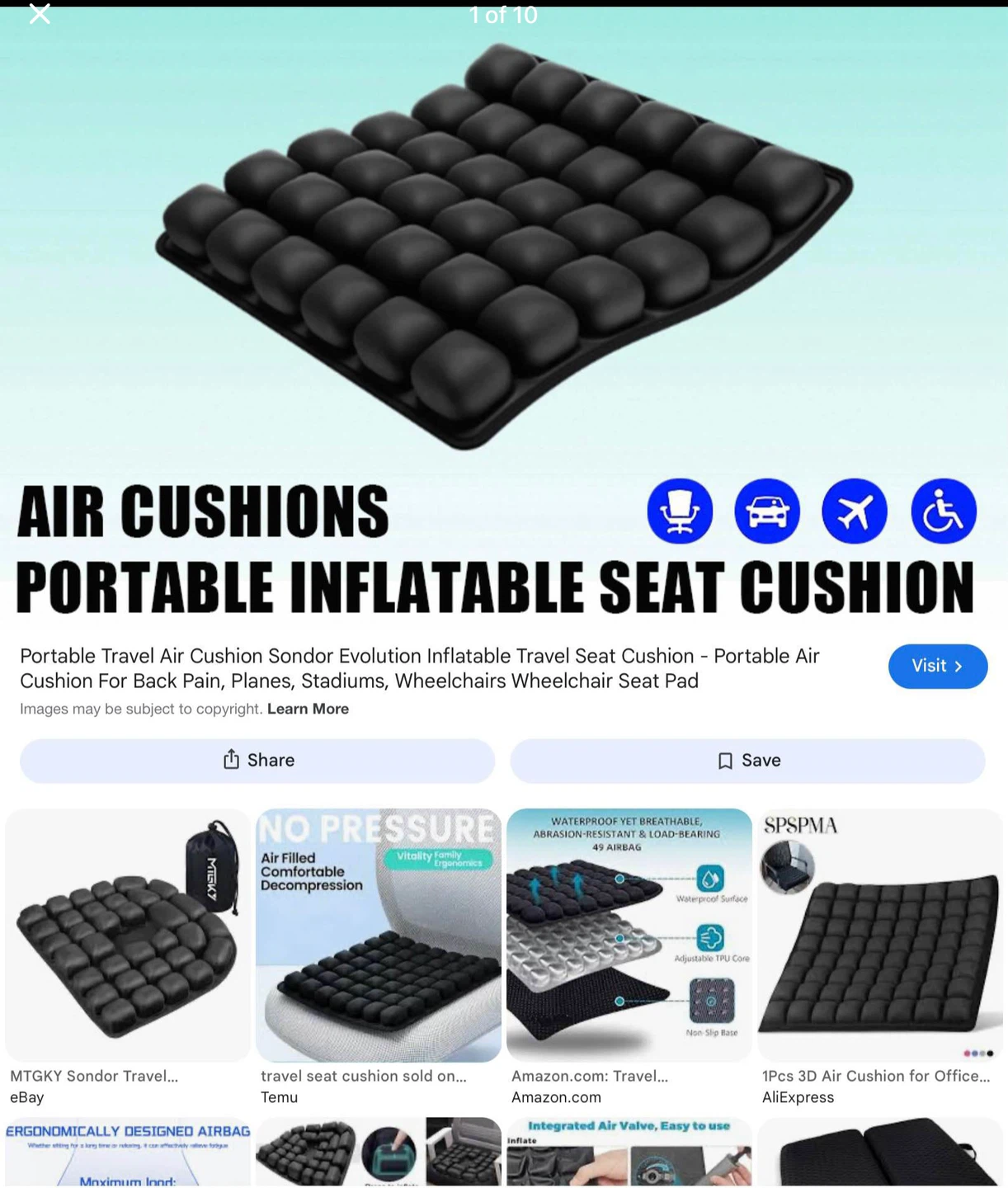 New self inflating 3D light Travel Cushion