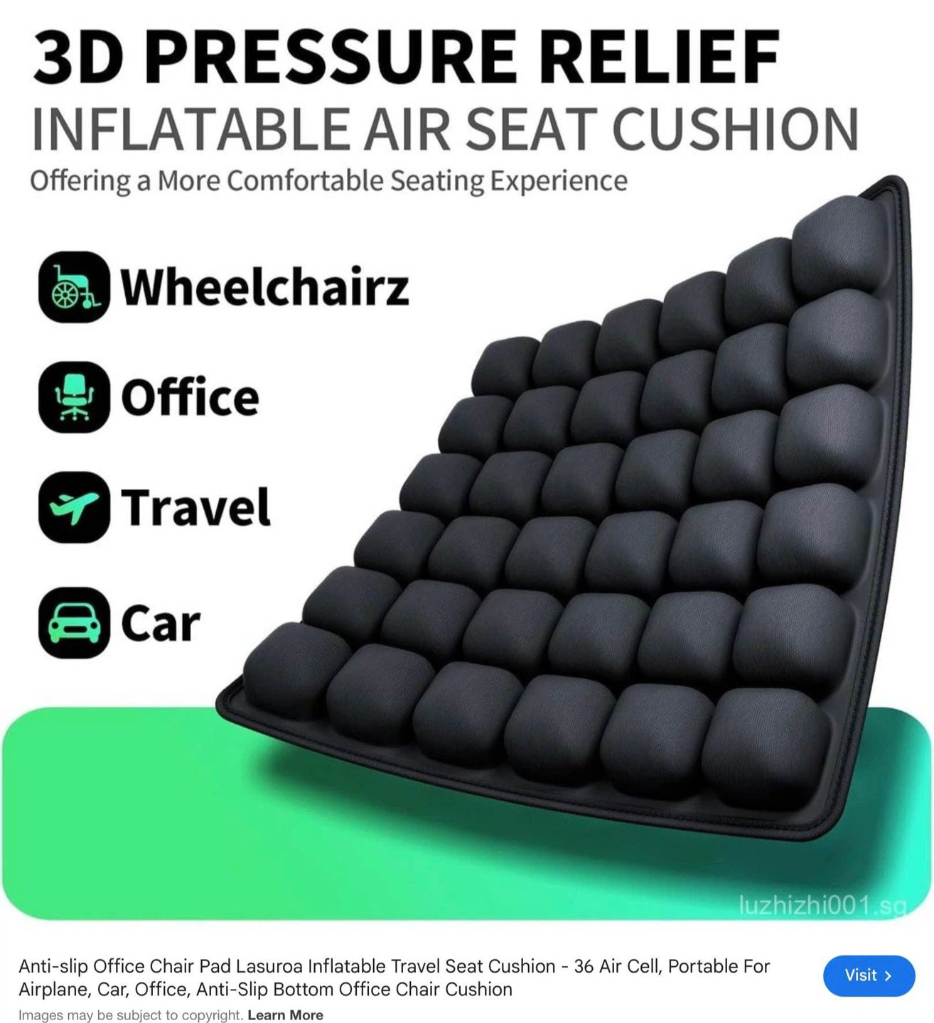 New self inflating 3D light Travel Cushion - photo 2