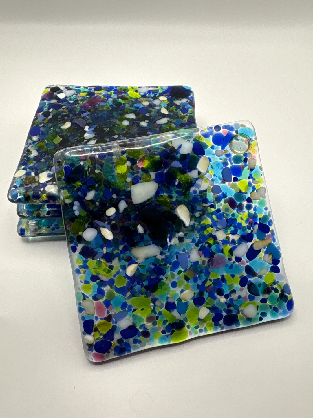 Set of 4 Fused Art Glass Coasters