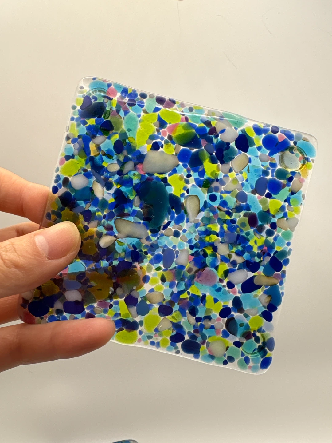 Set of 4 Fused Art Glass Coasters - photo 3