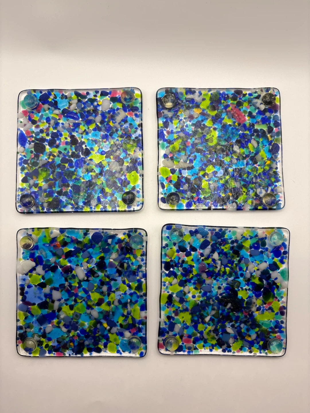 Set of 4 Fused Art Glass Coasters - photo 5