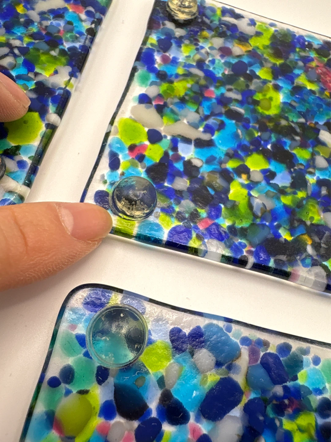 Set of 4 Fused Art Glass Coasters - photo 4