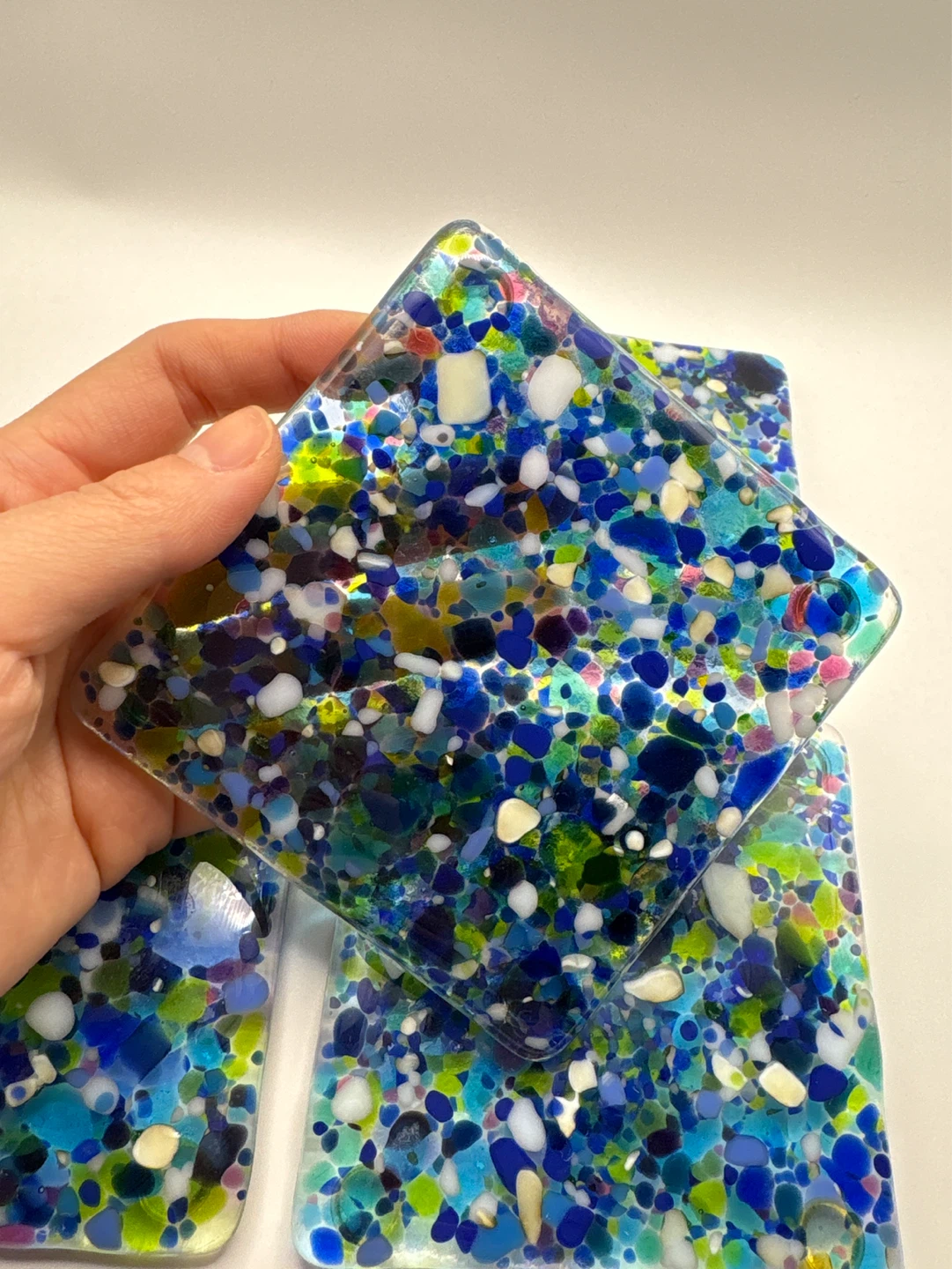 Set of 4 Fused Art Glass Coasters - photo 2