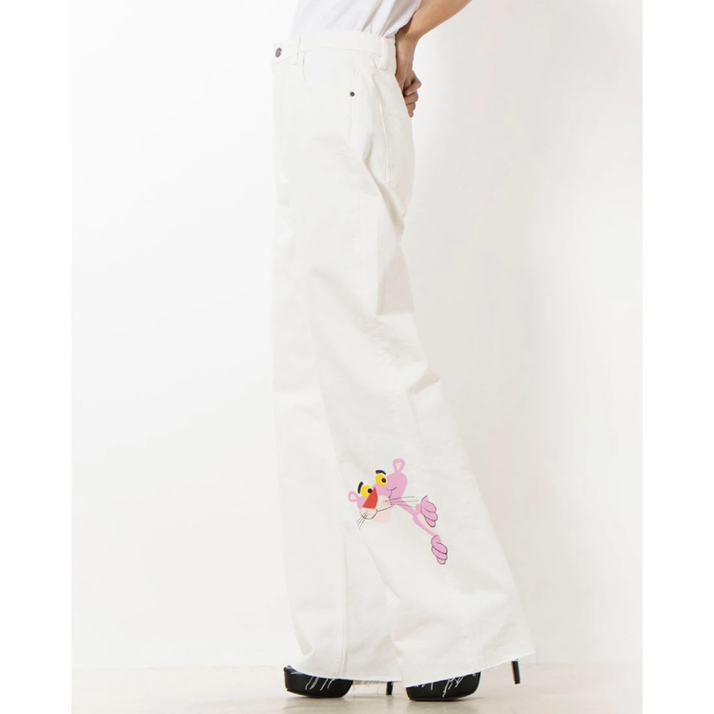 Desigual white wide leg pink panther jeans - photo 3