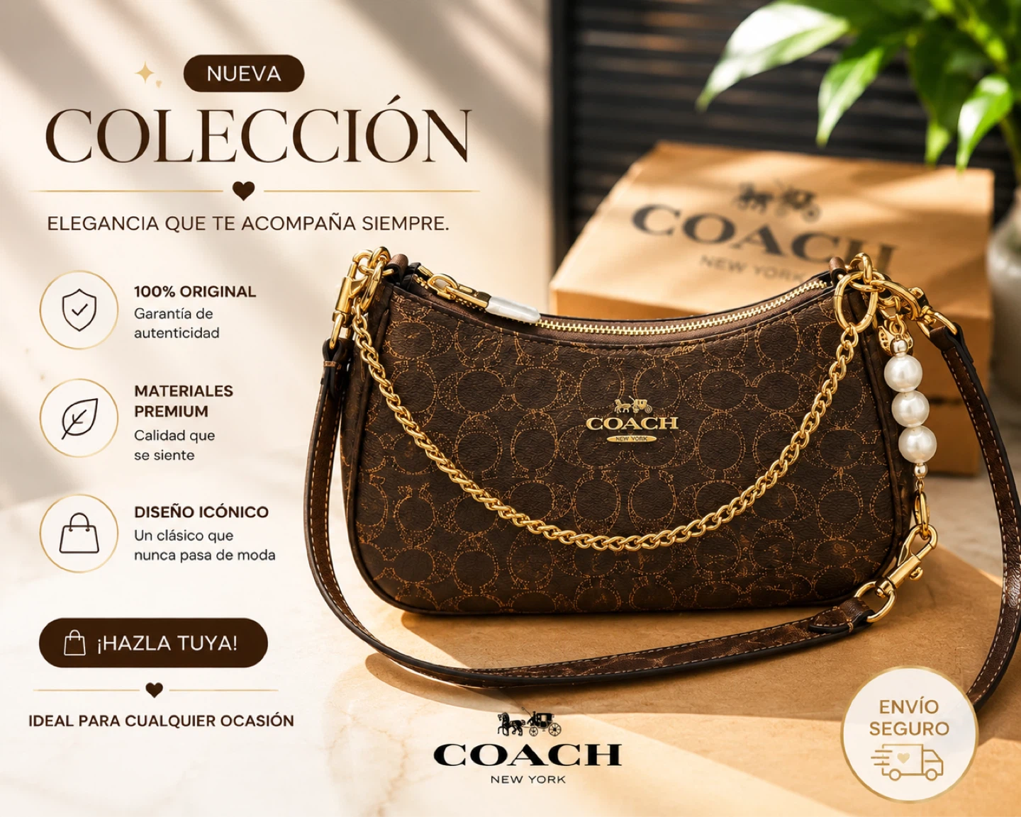 Coach Signature Brown Monogram Shoulder Bag