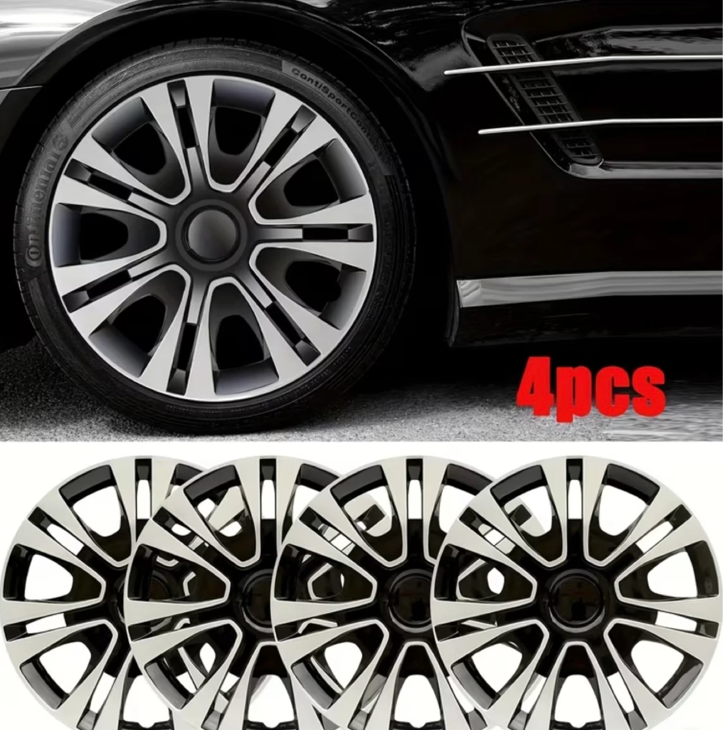 Full Charter Wheel Hub Covers - Black/Silver
