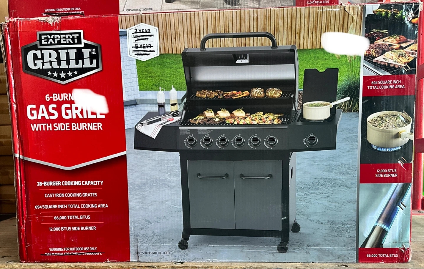 Brandnew 6-Burner Gas BBQ Grill with Side Burner, Graphite - photo 2