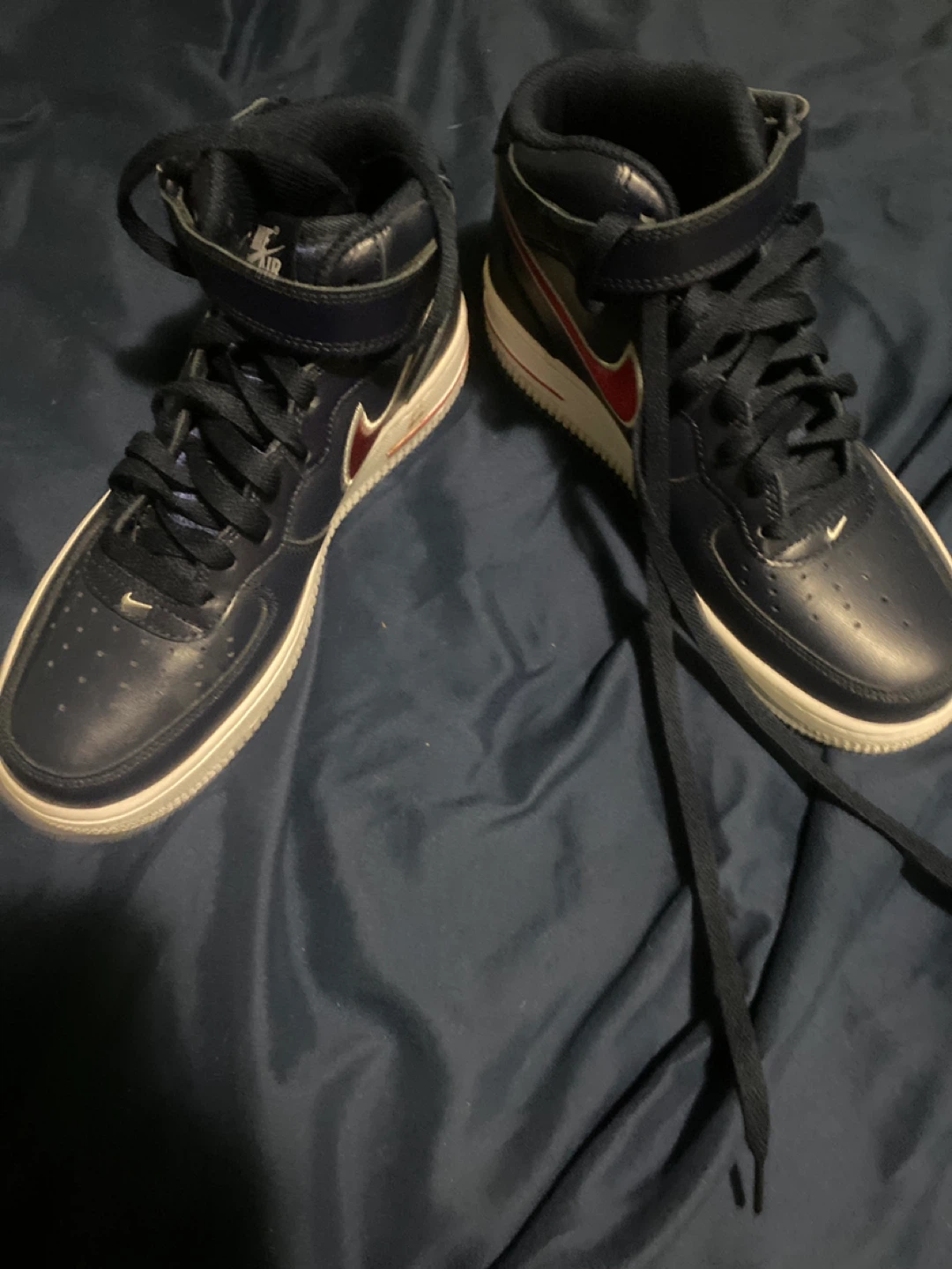 WMNS NIKE AIR FORCE 1 07 MID OBSIDIAN BLUE-UNI RED-WHITE SZ 7 - photo 3