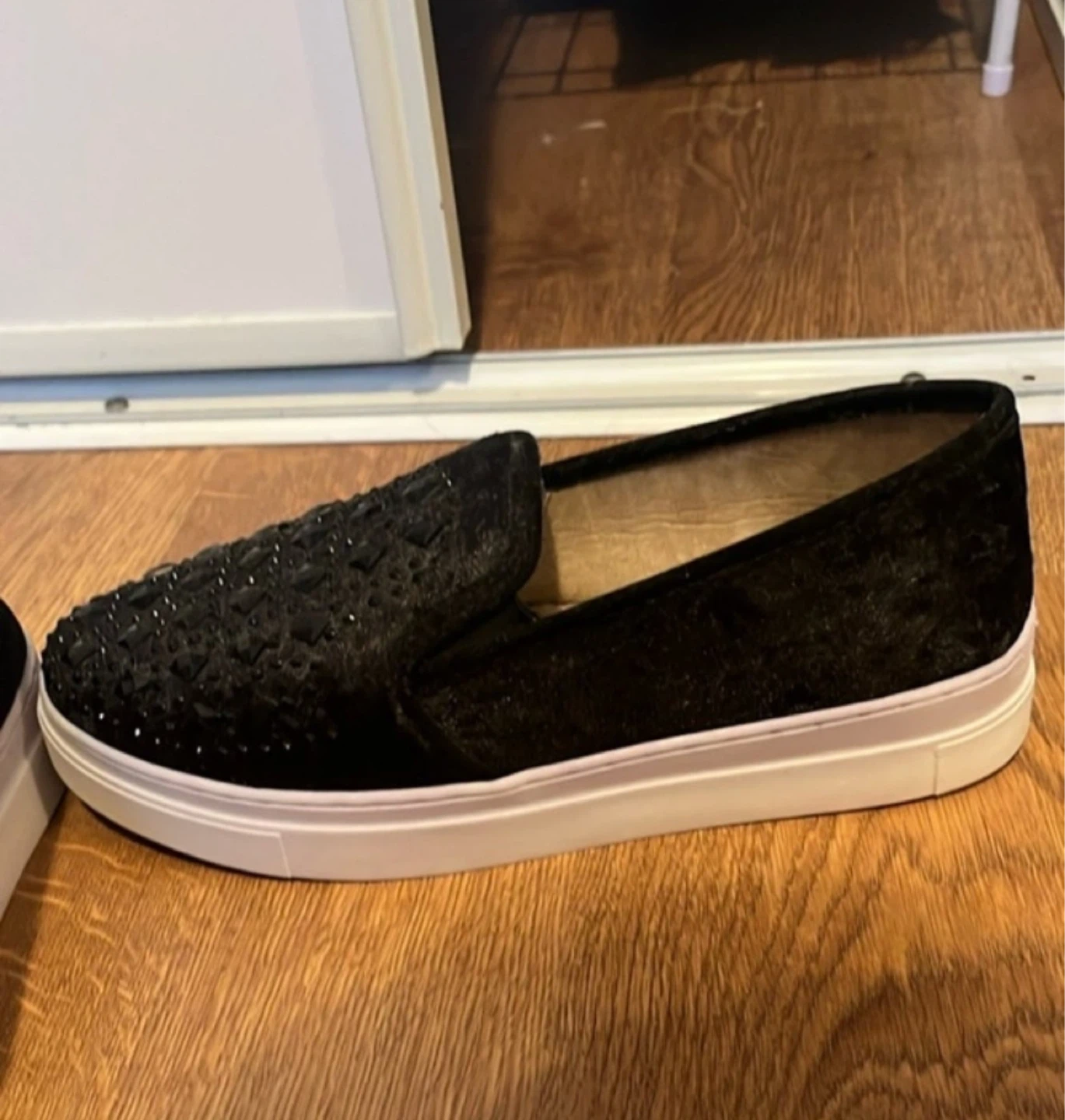 Black Embellished Slip-On Shoes - photo 2