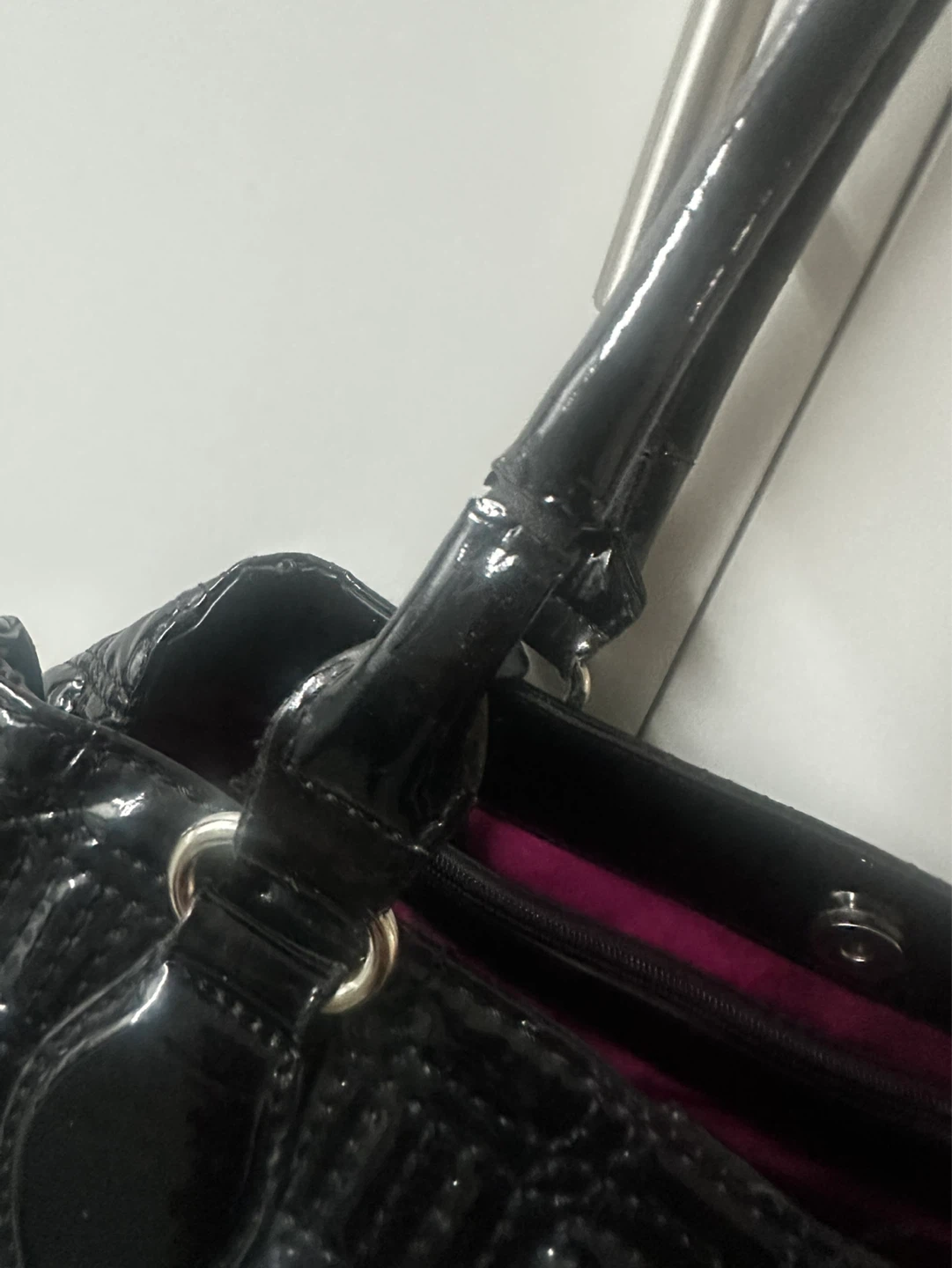 y2k nine west Black Patent Quilted Tote Handbag - photo 3