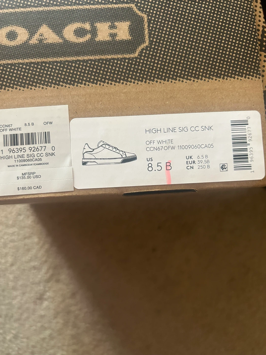 Coach High Line Sig CC Sneakers - Off White - Size 8.5