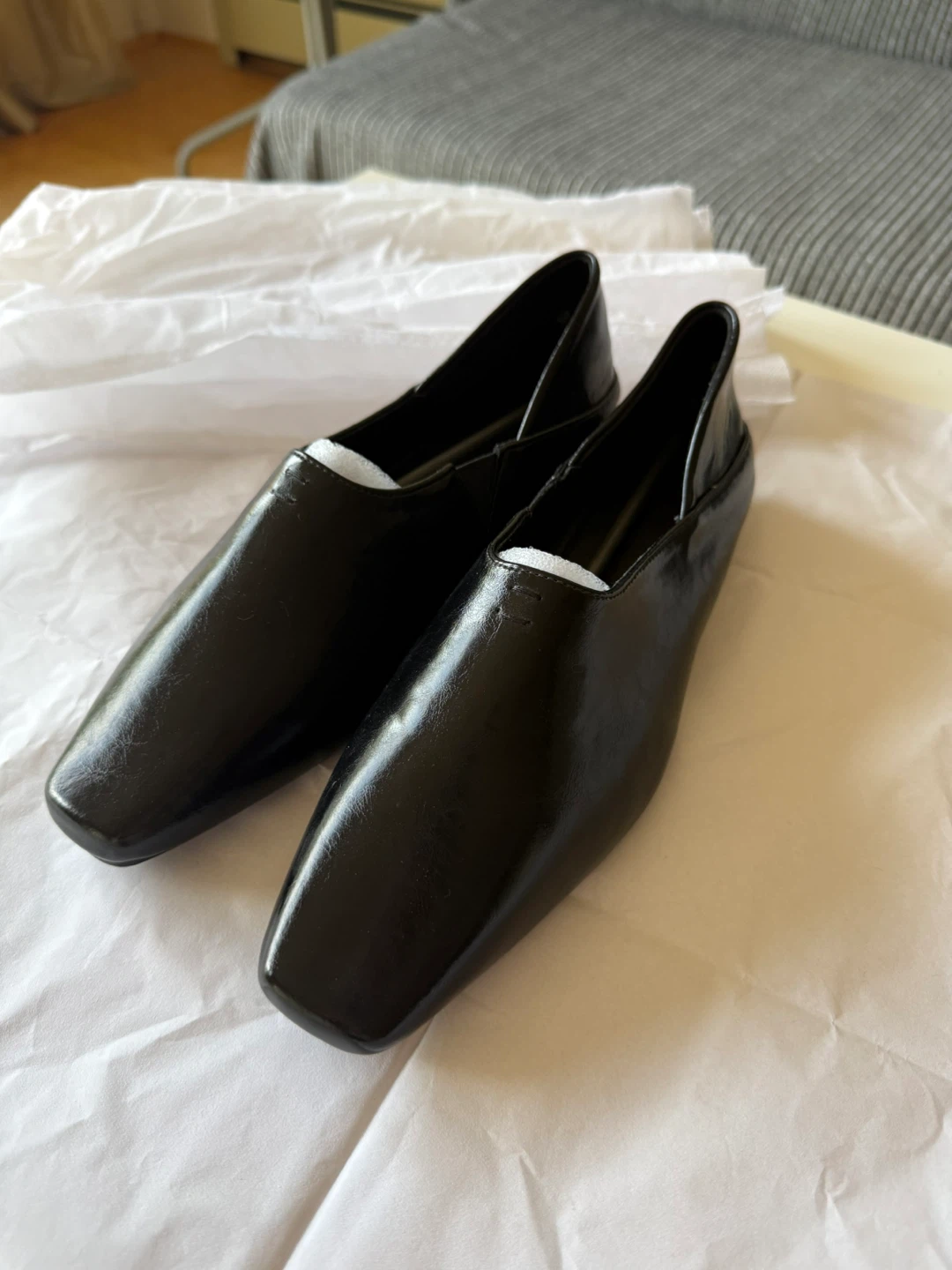 Black Square Toe Flats