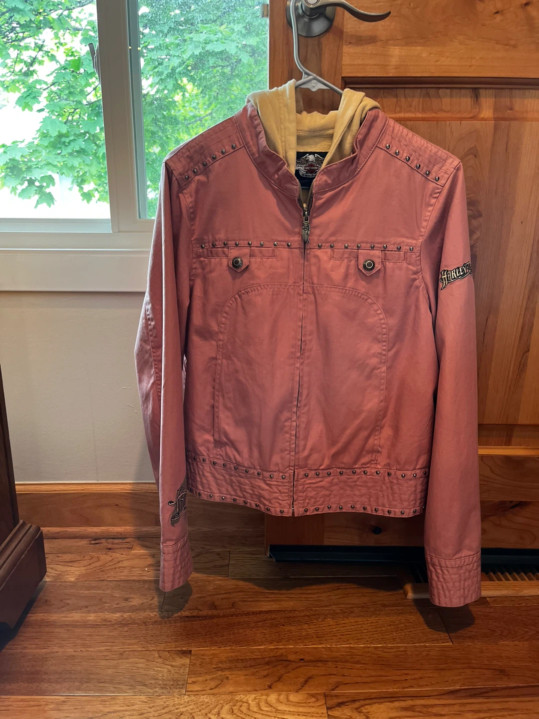 Harley-Davidson Pink Studded Jacket with Hoodie