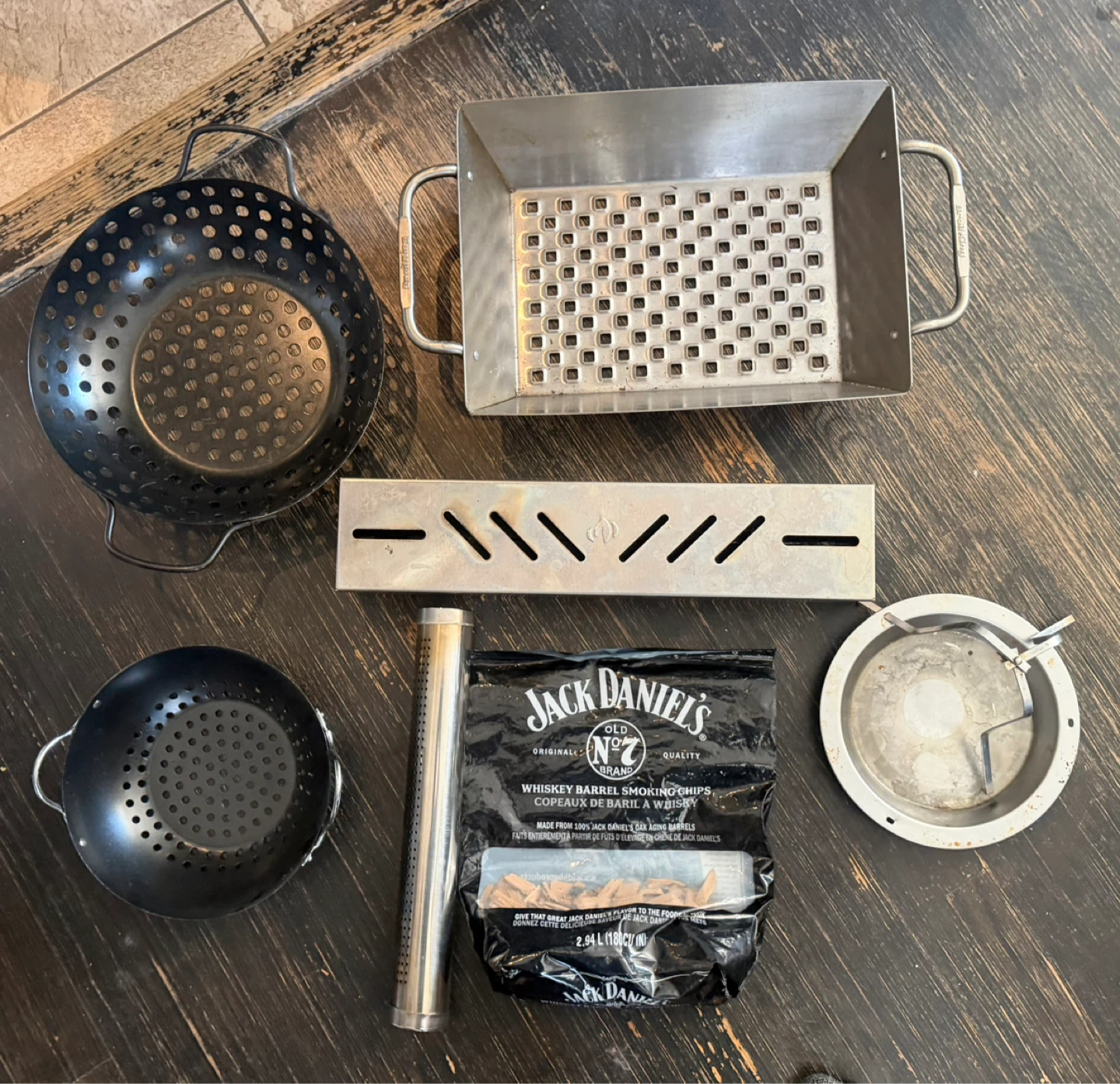 BBQ Grill Basket Set with Jack Daniel's Smoking Chips