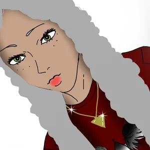Digital Illustration of Woman with Grey Hair and Red Shirt