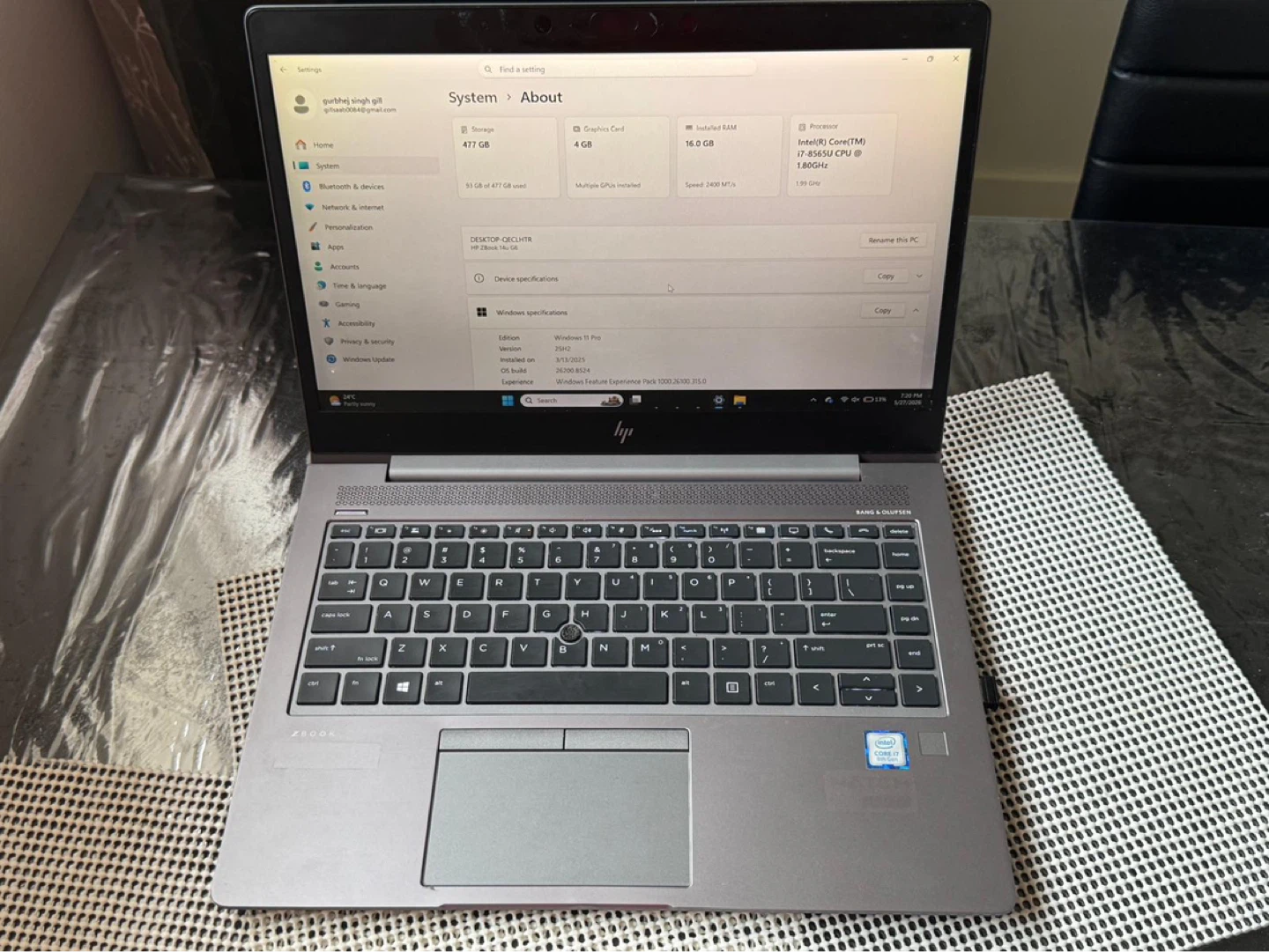 HP ZBook 15 G5 Laptop - Intel Core i7
