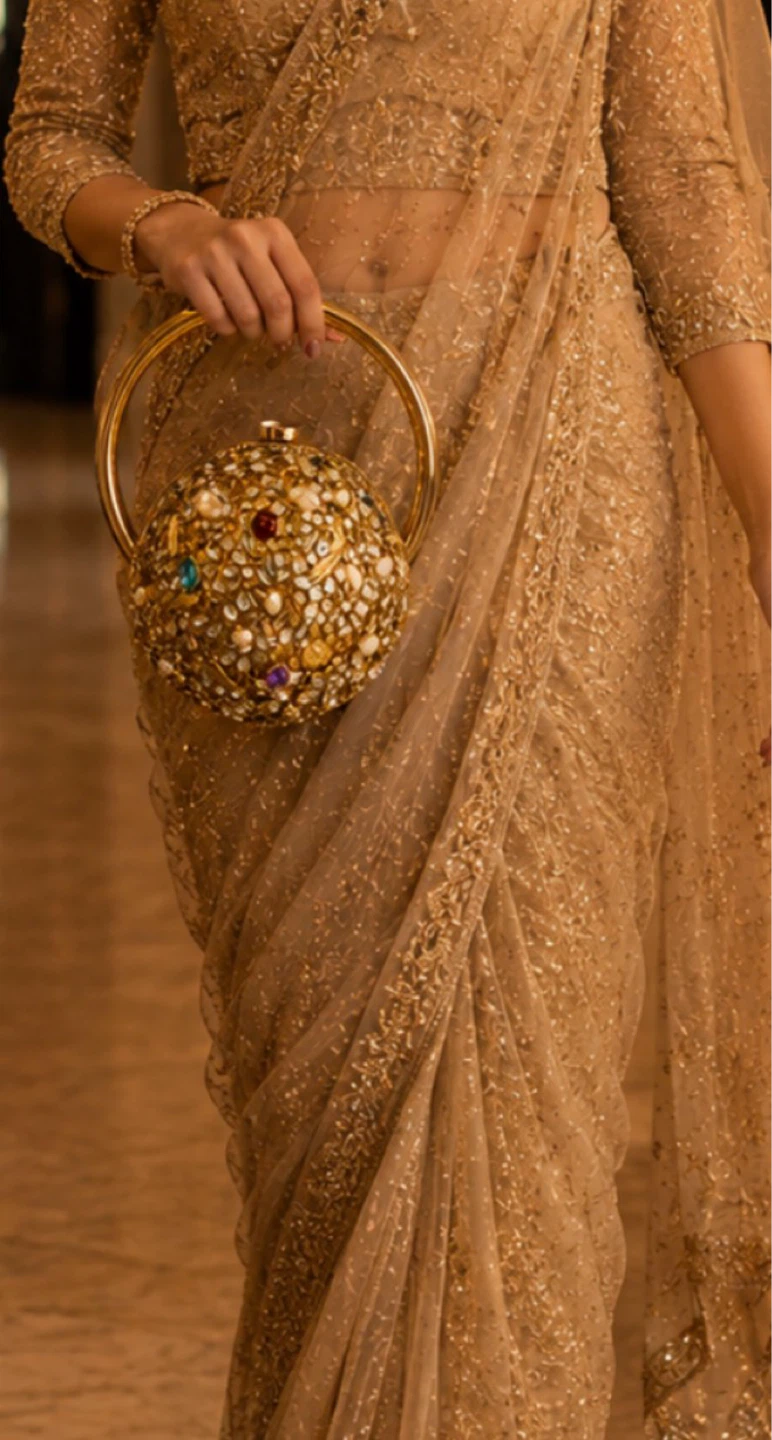Beaded Sphere Clutch with Gold Handle - photo 4