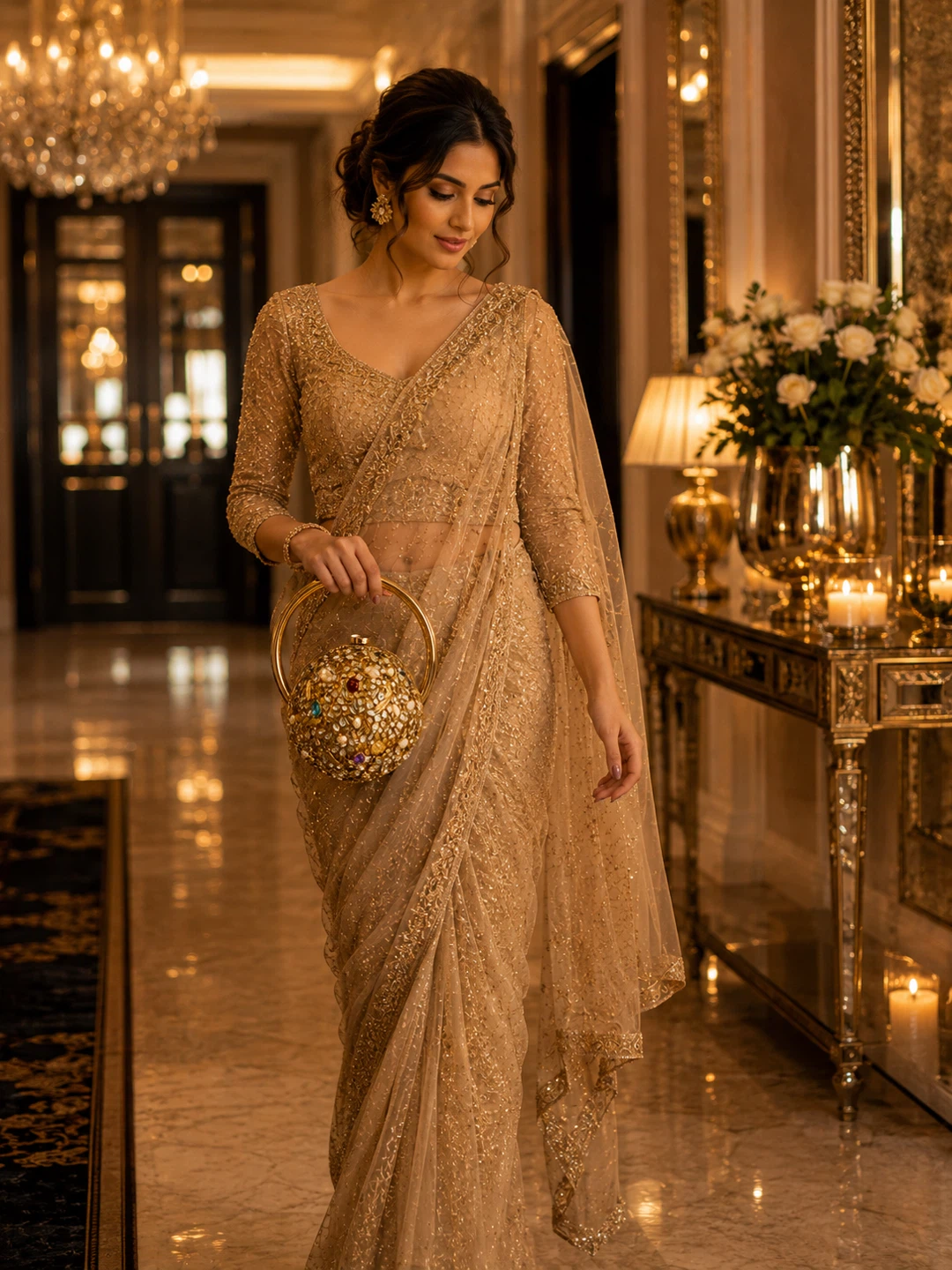 Beaded Sphere Clutch with Gold Handle - photo 3