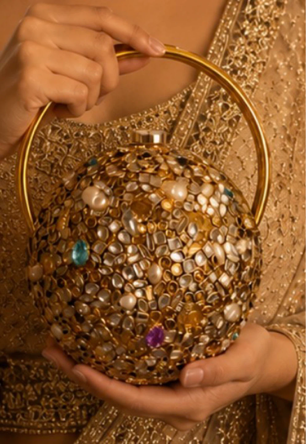 Beaded Sphere Clutch with Gold Handle - photo 5