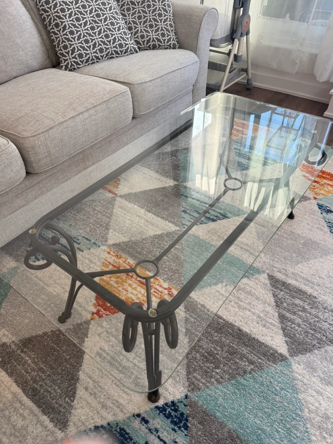 Glass Top Coffee Table with Metal Base - photo 2