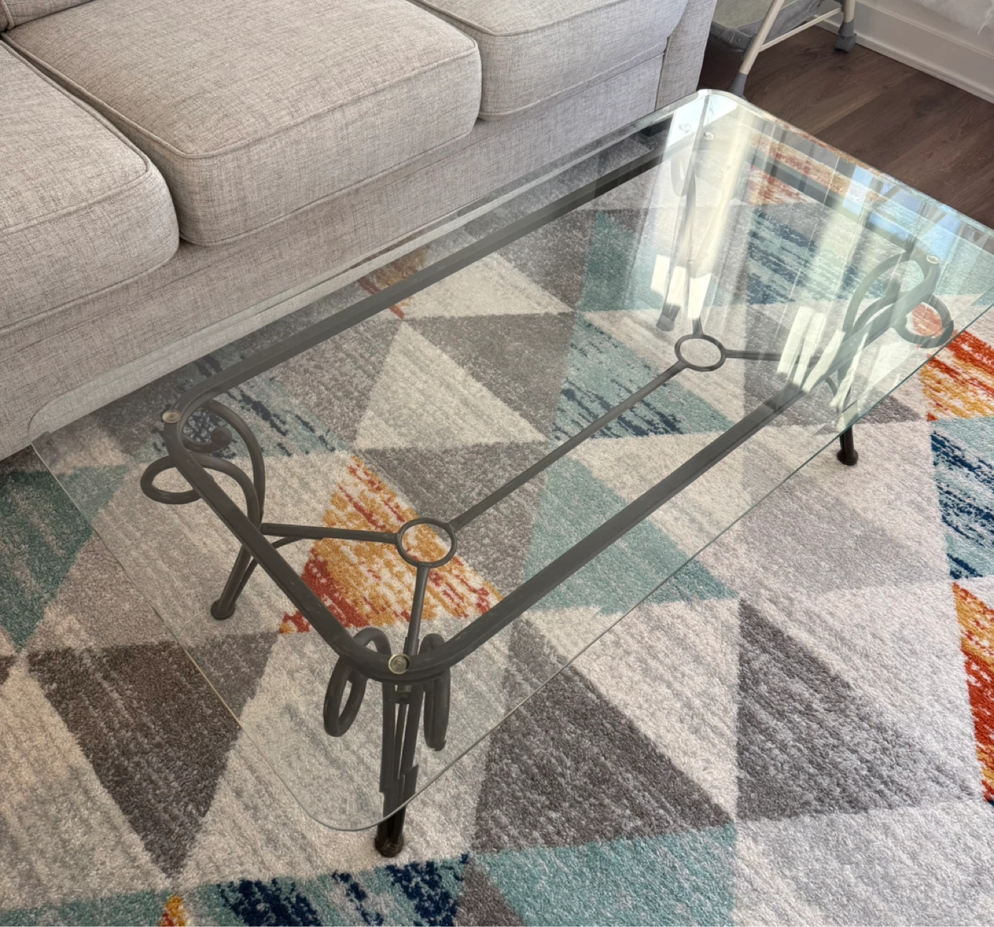 Glass Top Coffee Table with Metal Base
