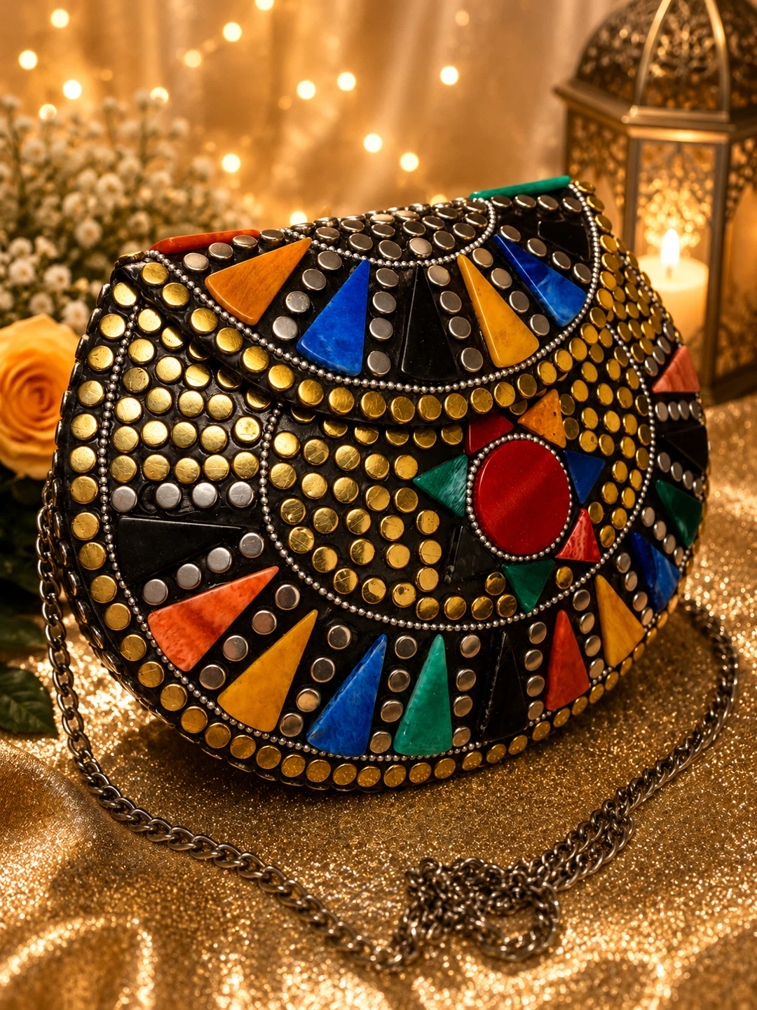 Mosaic Clutch with Chain Strap