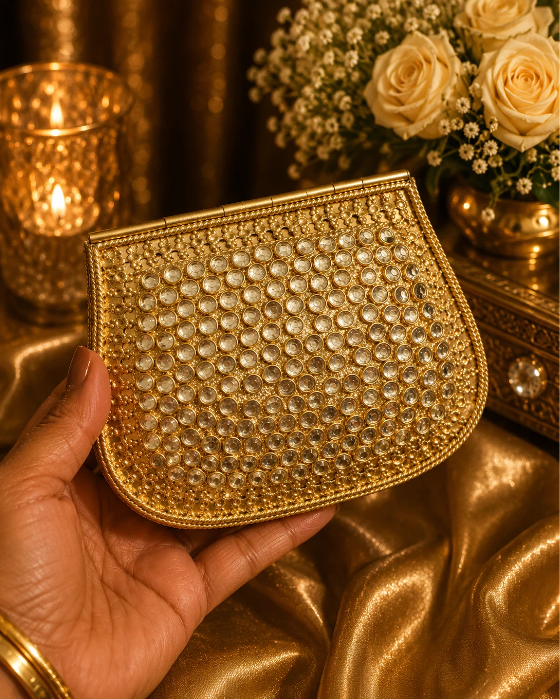 Embellished Clutch with Pearl Strap - photo 4