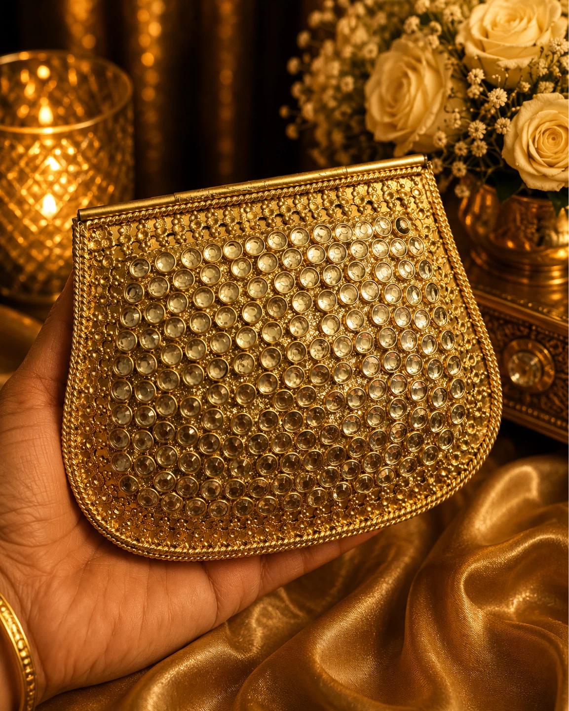 Embellished Clutch with Pearl Strap - photo 3