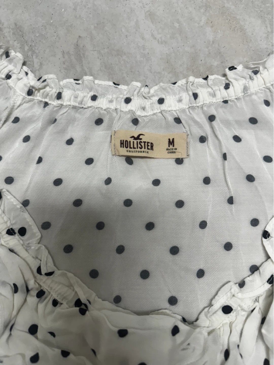 y2k Hollister Women's White Polka Dot Blouse - Size Medium - photo 3