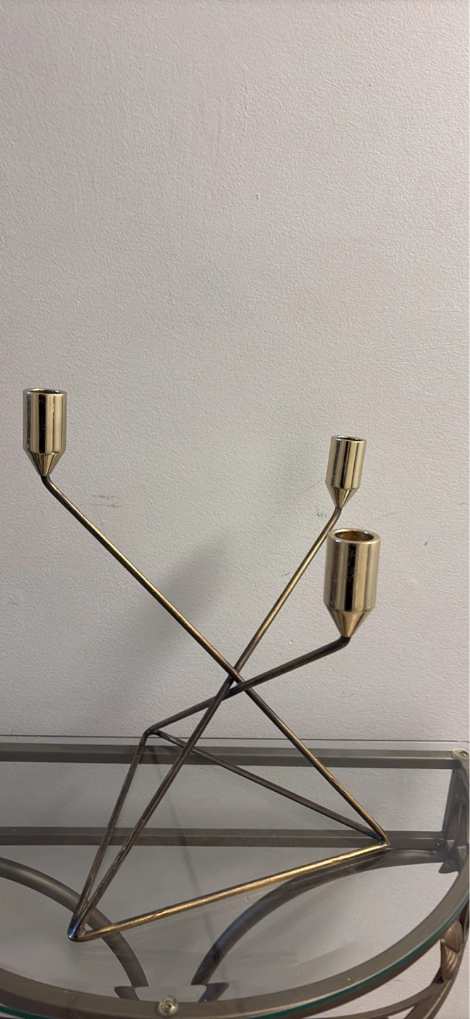 Brass Metal 3-Candle Candelabra