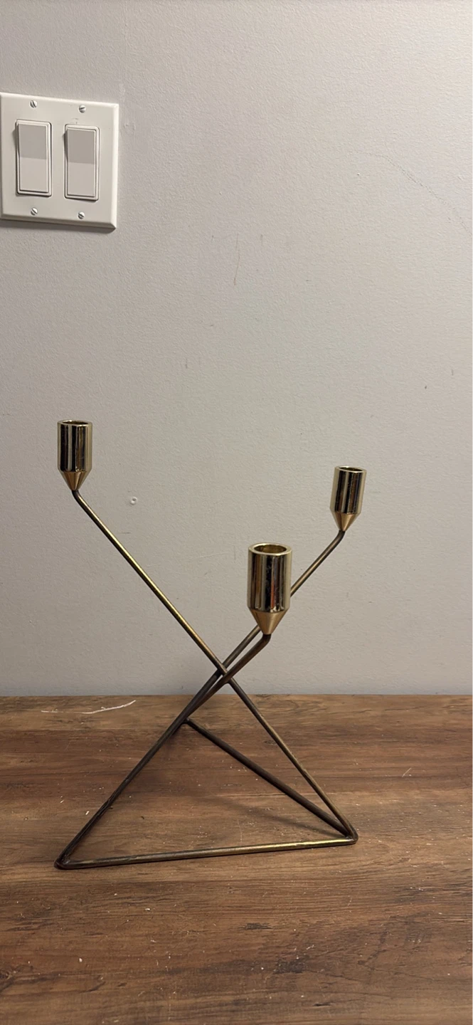 Brass Metal 3-Candle Candelabra - photo 4