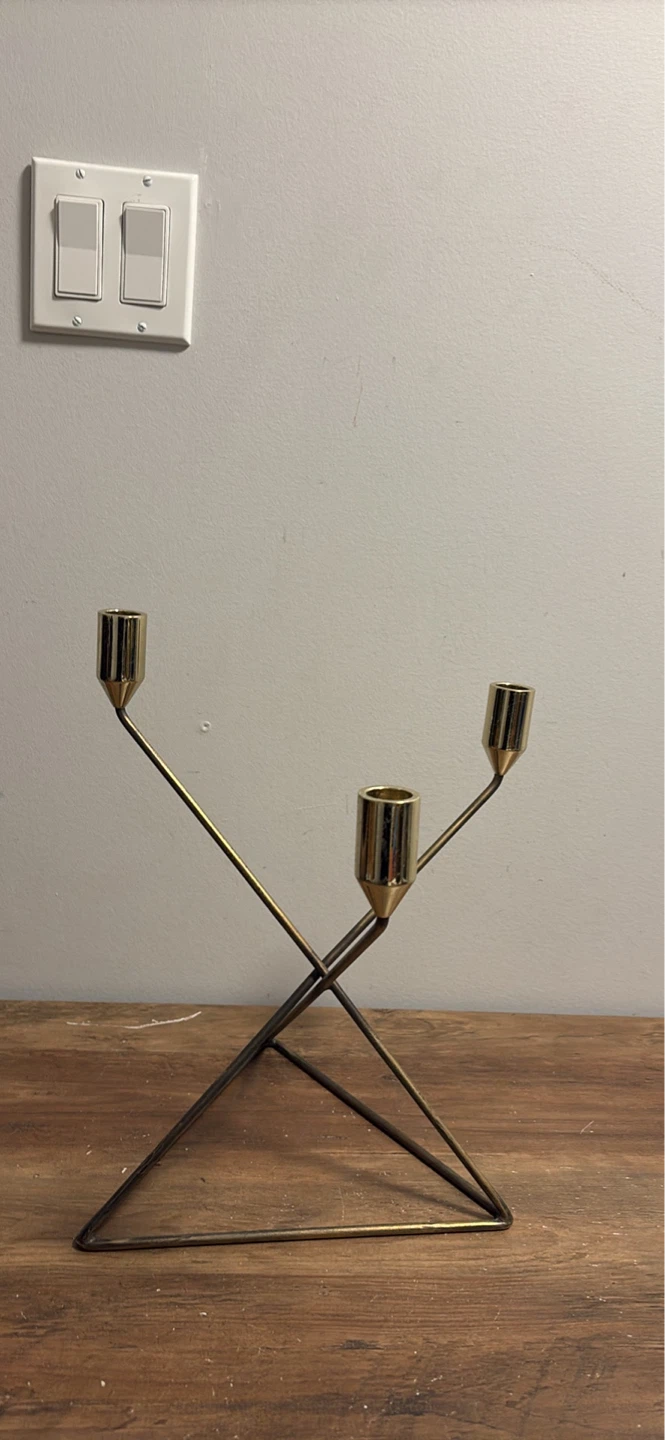 Brass Metal 3-Candle Candelabra - photo 2