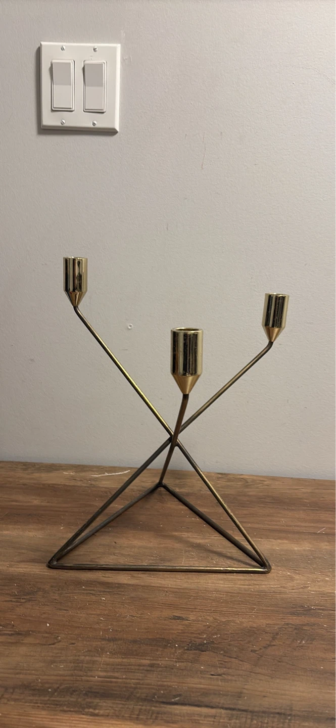 Brass Metal 3-Candle Candelabra - photo 3