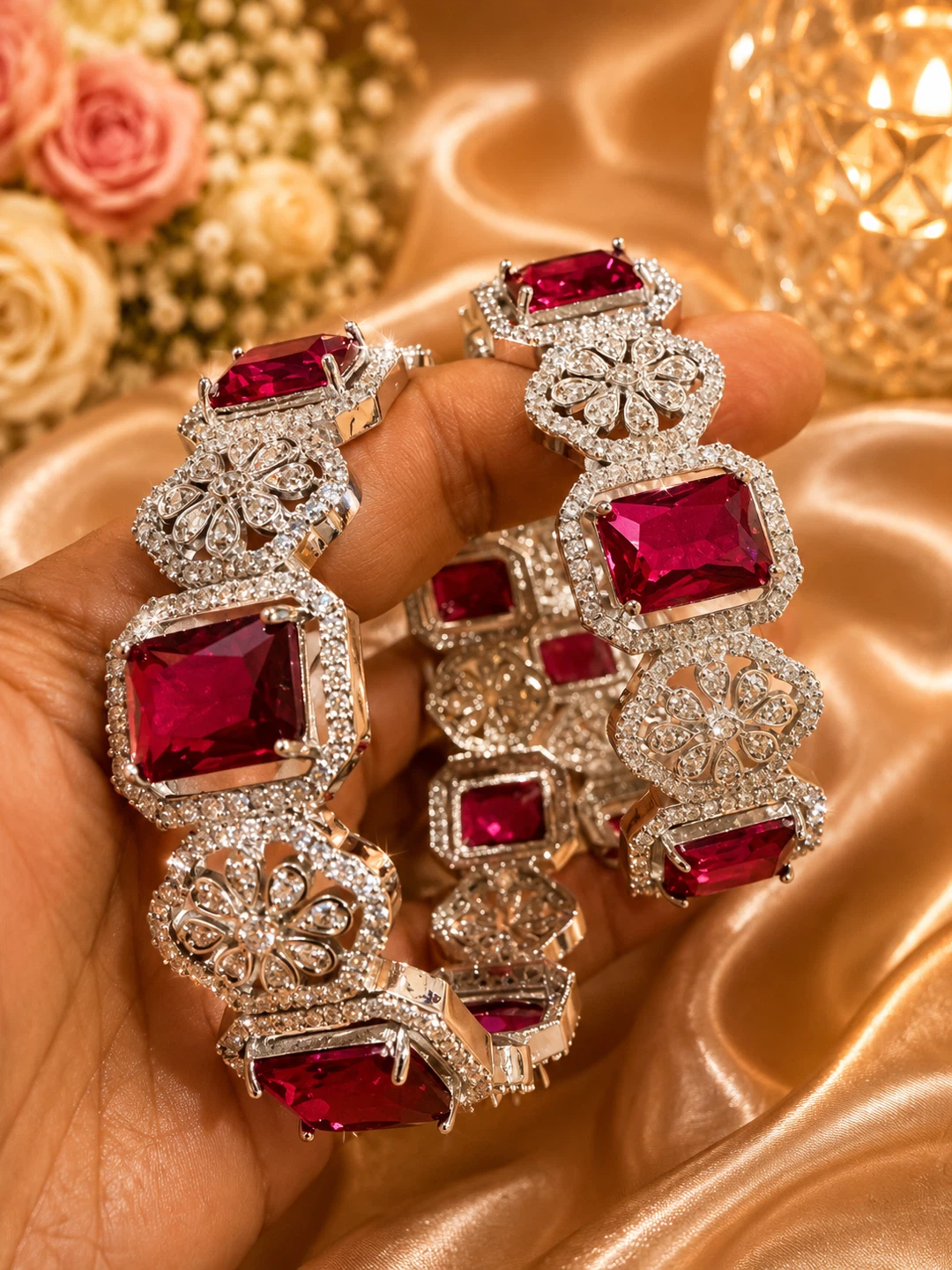 Stunning Ruby and Diamond Tennis Bracelet - photo 3