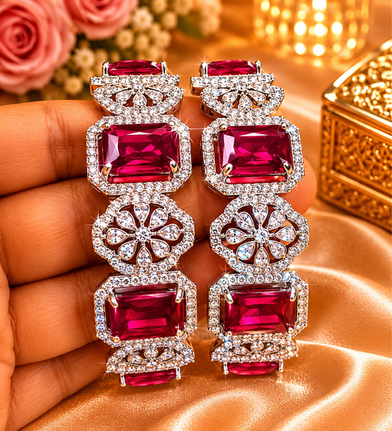 Stunning Ruby and Diamond Tennis Bracelet - photo 4