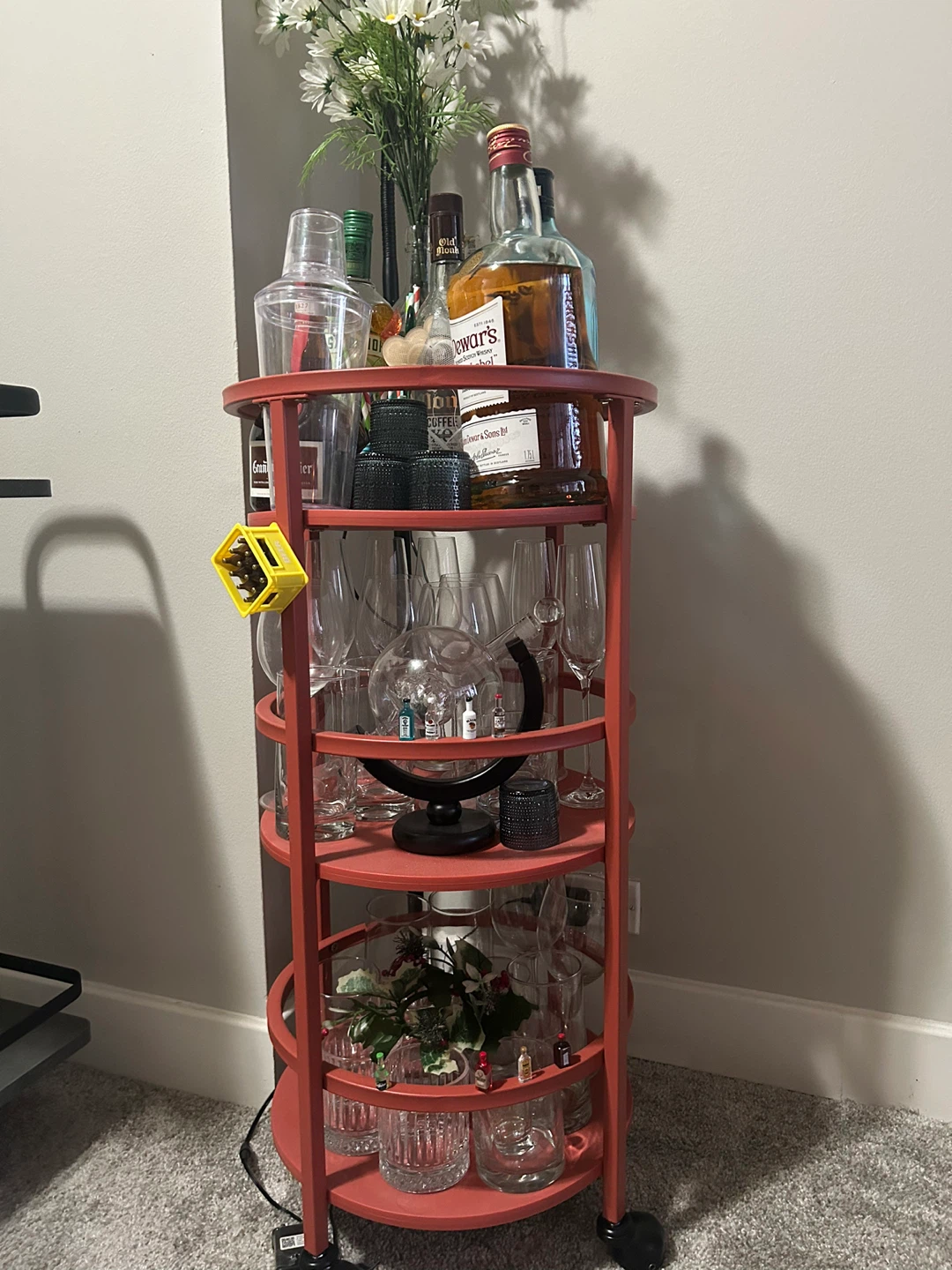 Red Rolling Bar Cart / organizer - photo 3